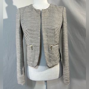 Ann Taylor Loft Striped Cream & Black Tweed Blazer Size XS